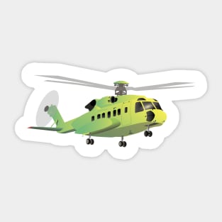 Green and Yellow Helicopter Sticker